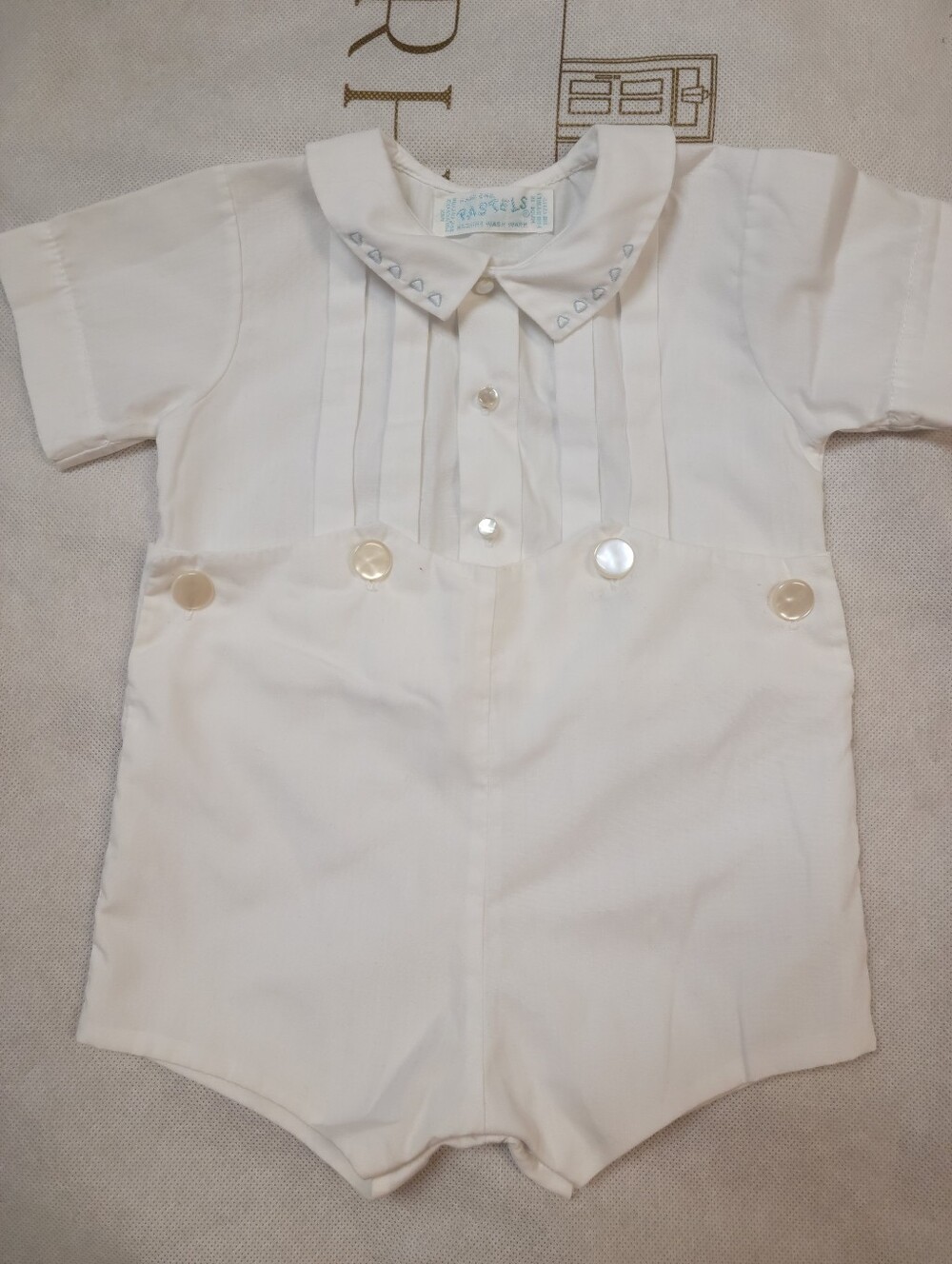 Vintage Boys 0-3m white Christening heirloom bobby suit